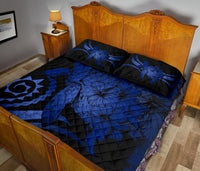 Hawaii Turtle Hibiscus Polynesian Vintage Quilt Bed Set - Blue - Polynesian Pride
