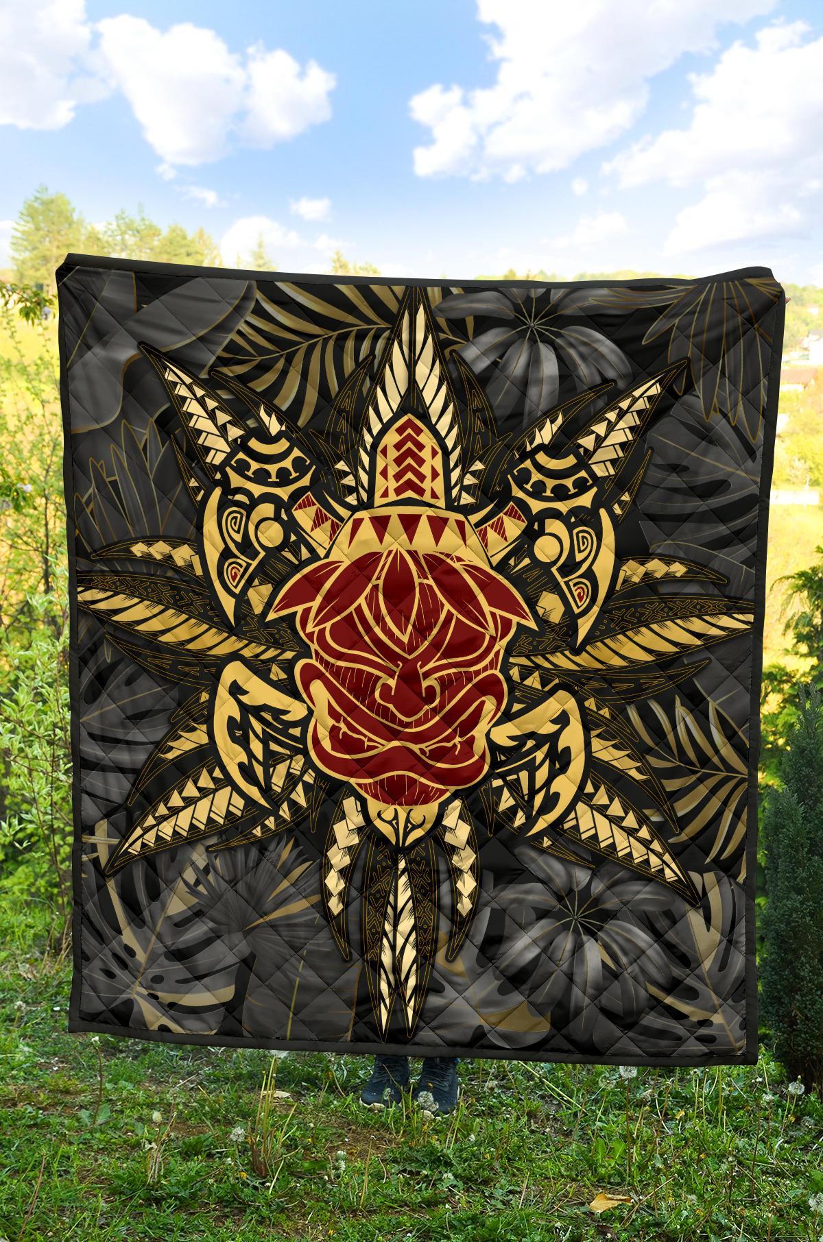 Hawaii Turtle Polynesian Tropical Gold Premium Quilt - Alone Style - AH - Polynesian Pride