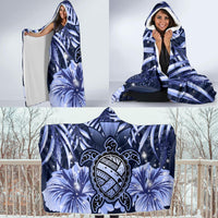 Hawaii Turtle Hibiscus Blue Hooded Blanket - Hac Style - AH - Polynesian Pride