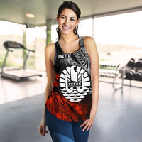 Tahiti Polynesian Personalised Women's Racerback Tank - Vintage Polynesian Turtle - Polynesian Pride
