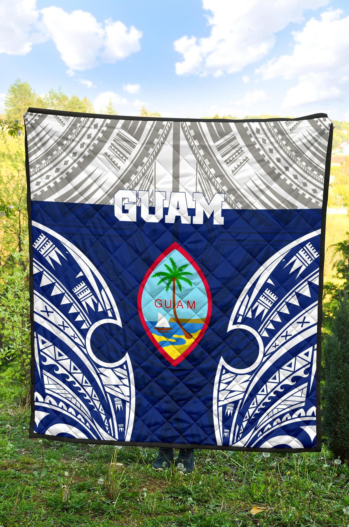 Guam Polynesian Premium Quilt - Pattern With Seal Blue Version - Polynesian Pride
