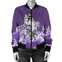 Maori Manaia The Blue Sea Bomber Jacket for Women, Purple - Polynesian Pride