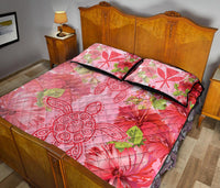Hawaii Turtle Hibiscus Quilt Bed Set - Pink Style - Polynesian Pride