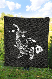 Hawaii Shark White Polynesian Premium Quilt - Polynesian Pride