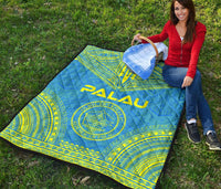 Palau Premium Quilt - Palau Seal Polynesian Chief BLue Version - Polynesian Pride