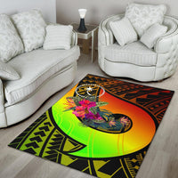 Chuuk Area Rug - Polynesian Hook And Hibiscus (Raggae) - Polynesian Pride