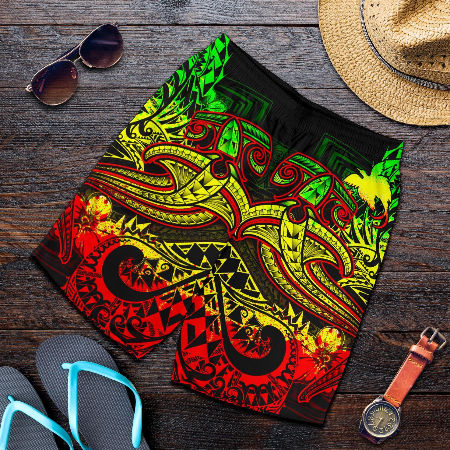 Papua New Guinea Men's Shorts - Reggae Shark Polynesian Tattoo Reggae - Polynesian Pride