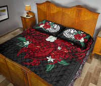 Tahiti Polynesian Quilt Bed Set - Hibiscus and Sea Turtle (Red) - Polynesian Pride