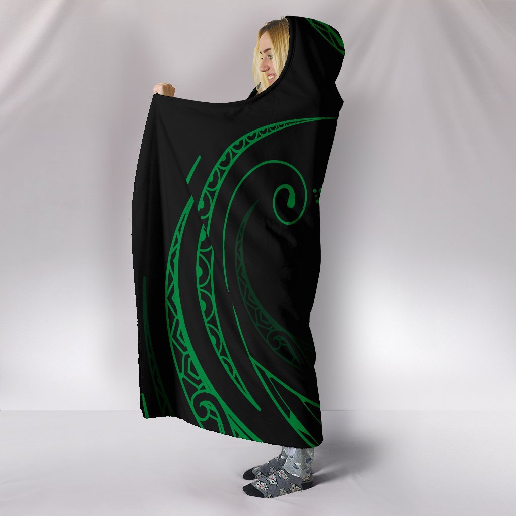 Hawaii Turtle Hibicus Hooded Blanket - Green - Frida Style - Polynesian Pride