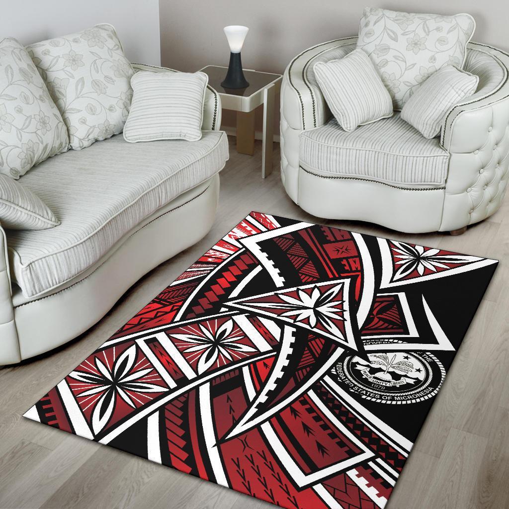 Federated States of Micronesia Area Rug - Tribal Flower Special Pattern Red Color - Polynesian Pride