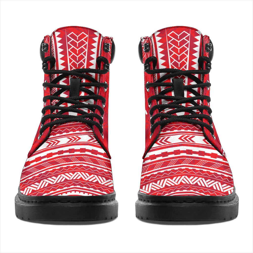 Austral Islands Leather Boots - Polynesian Flag Chief Version - Polynesian Pride