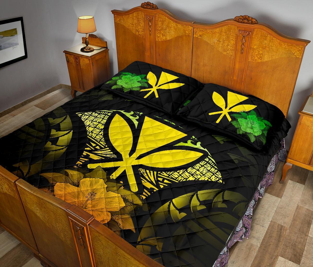 Kanaka Maoli (Hawaii) Polynesian Quilt Bed Set Hibiscus Reggae - Polynesian Pride