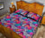 Hawaii Quilt Bed Set Tropical Exotic Leaves And Flowers On Geometrical Ornament. AH - Polynesian Pride