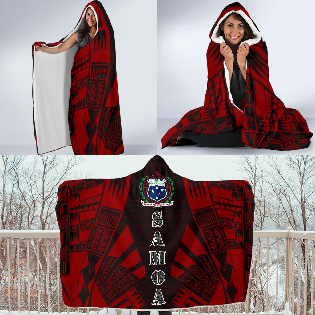 Samoa Hooded Blanket - Polynesian Tattoo Red - Polynesian Pride