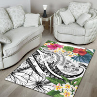 Fiji Polynesian Area Rug - Summer Plumeria (White) - Polynesian Pride