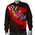 Kosrae Men's Bomber Jacket - Polynesian Hook And Hibiscus (Red) - Polynesian Pride