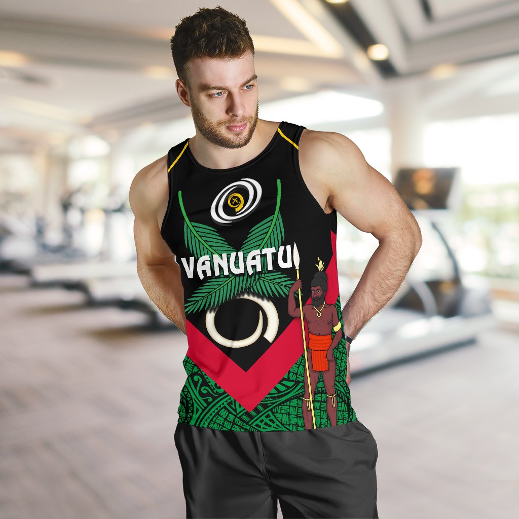 Vanuatu Rugby Men Tank Top Flag Style - Polynesian Pride