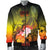 Fiji Custom Personalised Men's Bomber Jacket - Humpback Whale with Tropical Flowers (Yellow) - Polynesian Pride