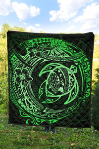 Hawaiian Turtle Polynesian Green Premium Quilt - Polynesian Pride