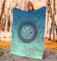 Hawaiian Map Kanaka Vintage Tropical Premium Blanket - Polynesian Pride