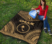 Chuuk Premium Quilt - Chuuk Flag Polynesian Chief Gold Version - Polynesian Pride