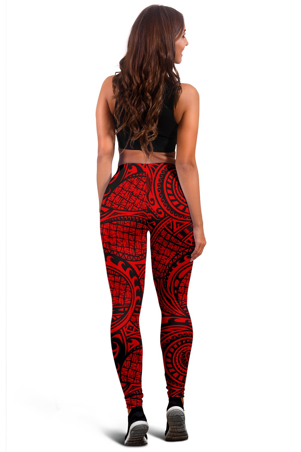 Polynesian Maori Lauhala Red Hawaii Women's Leggings AH - Polynesian Pride