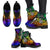 New Caledonia Leather Boots - Rainbow Polynesian Pattern - Polynesian Pride