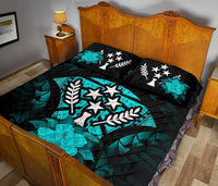 Kosrae Polynesian Quilt Bed Set Hibiscus Turquoise - Polynesian Pride