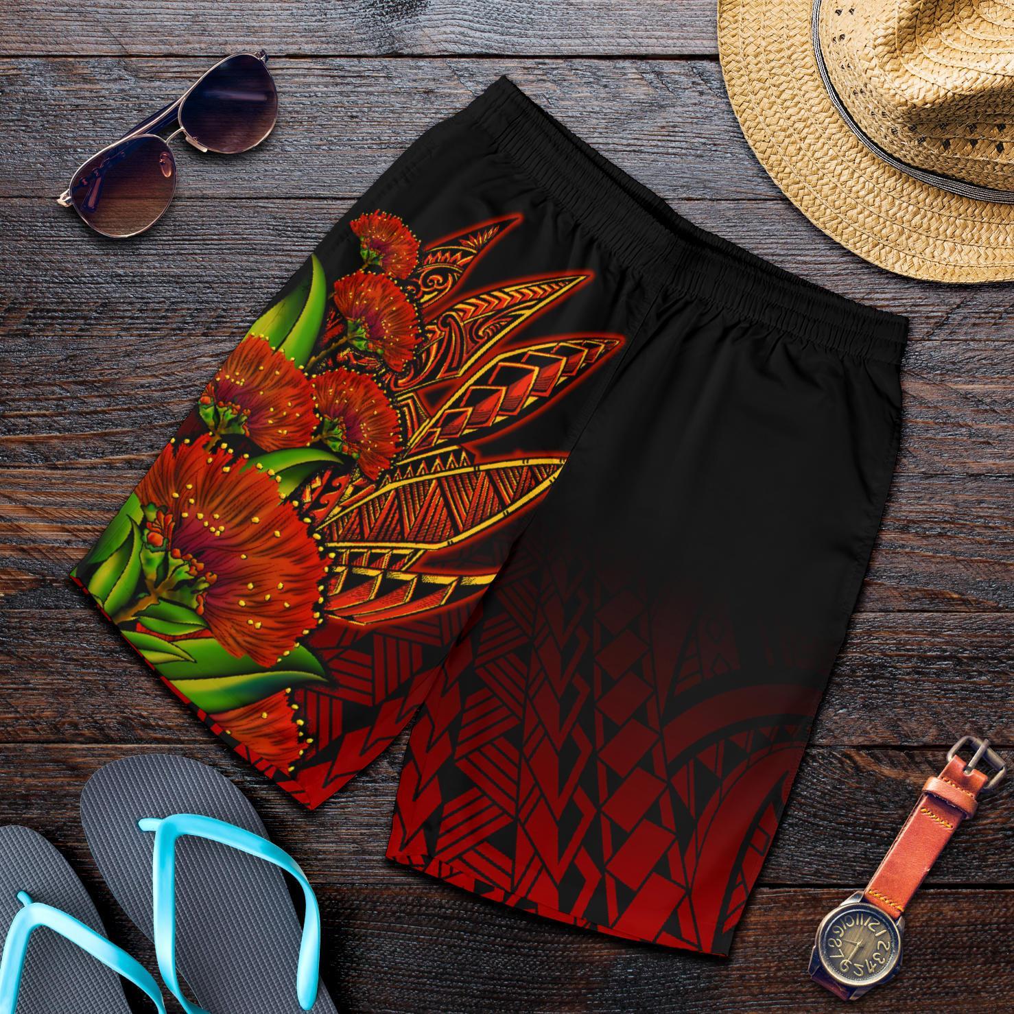 Polynesian Hawaii All Over Print Men's Shorts - Ohia Lehua Red - Polynesian Pride