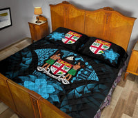 Fiji Polynesian Quilt Bed Set Hibiscus Blue - Polynesian Pride