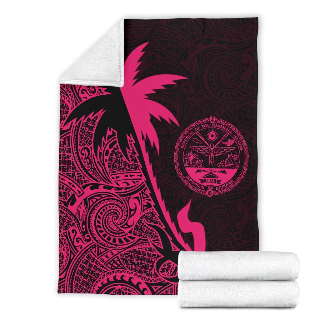 Marshall Islands Coconut Tree Premium Blanket Pink - Polynesian Pride