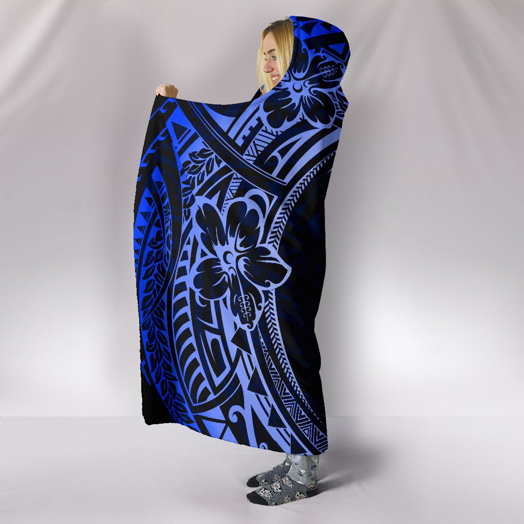 Hawaii Turtle Polynesian Blue Hooded Blanket - Polynesian Pride