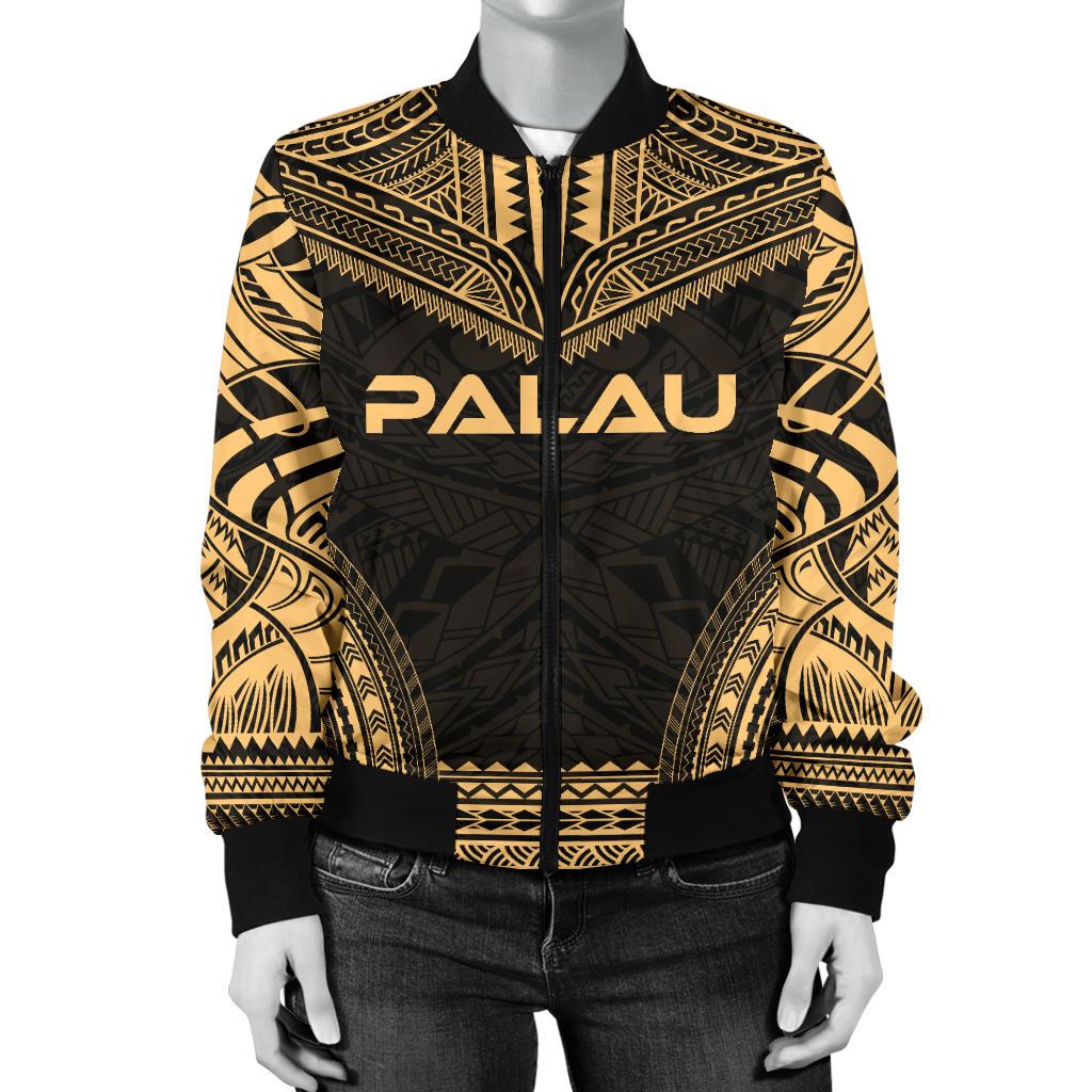 Palau Polynesian Chief Women'S Bomber Jacket - Gold Version - Polynesian Pride