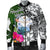 Marshall Islands Men's Bomber Jacket White - Turtle Plumeria Banana Leaf Crest - Polynesian Pride