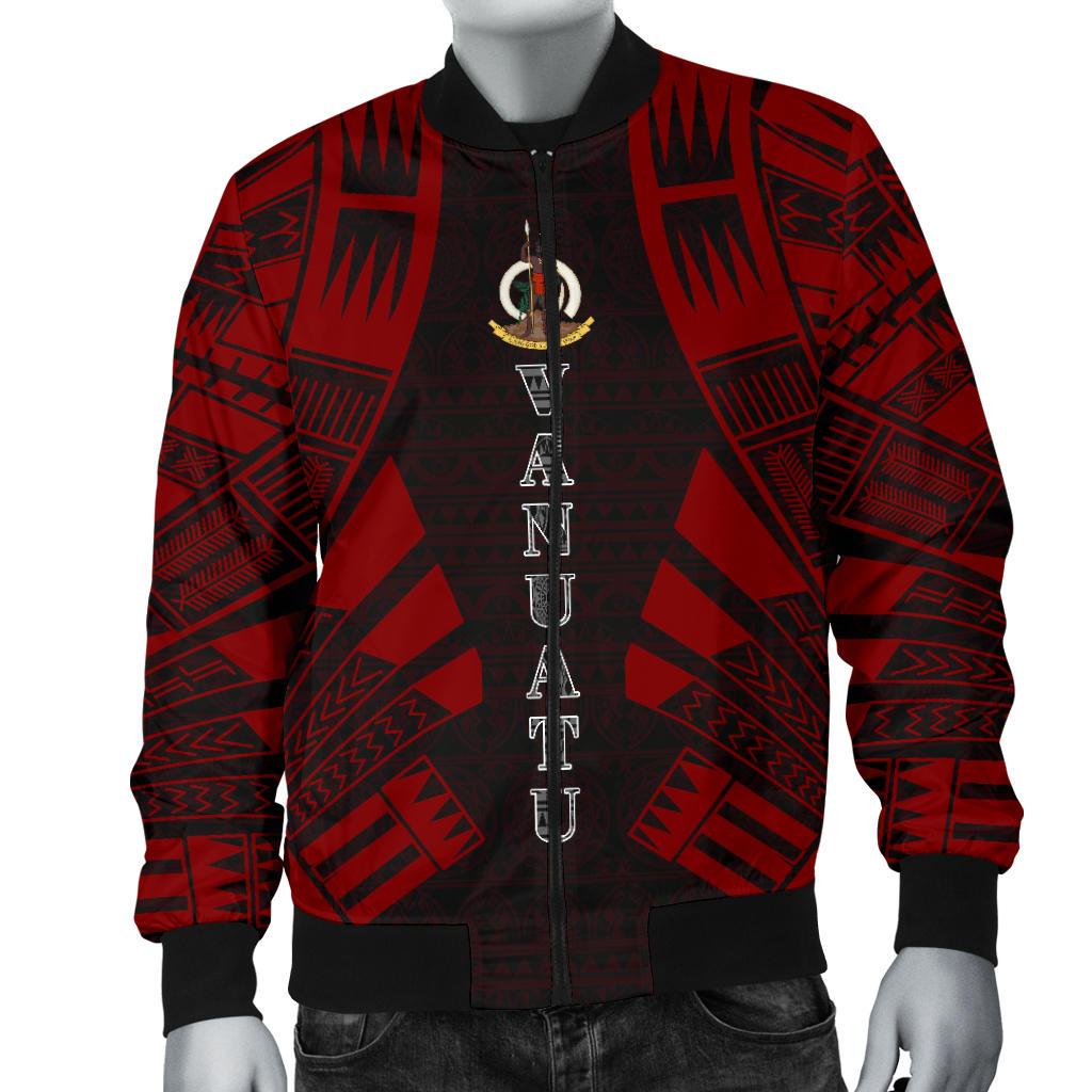 Vanuatu Men Bomber Jackets - Polynesian Tattoo Red - Polynesian Pride