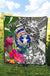 Northern Mariana Islands Premium Quilt White - Turtle Plumeria Banana Leaf - Polynesian Pride