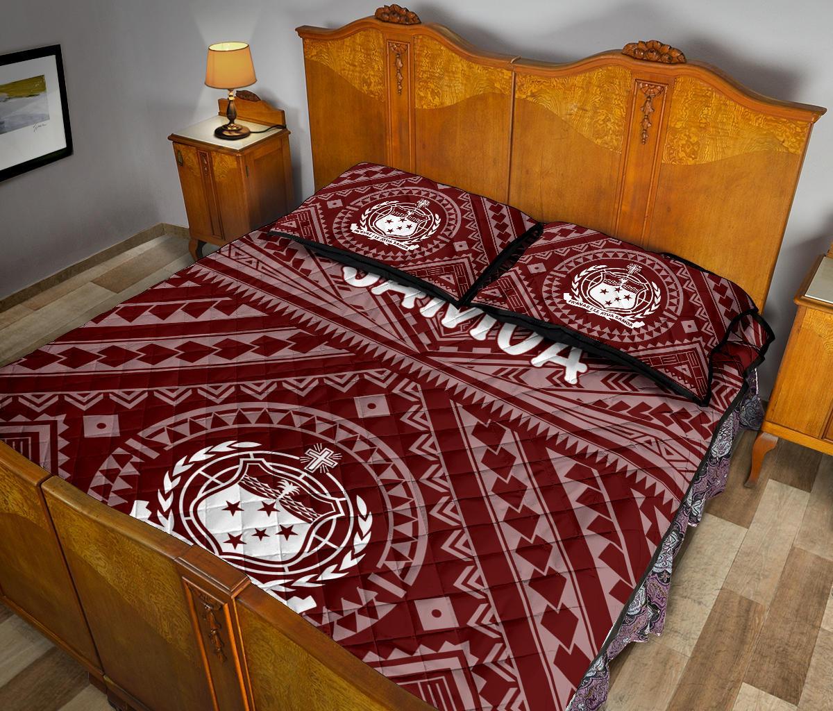 Samoa Quilt Bed Set - Samoa Seal In Polynesian Tattoo Style (Red) - Polynesian Pride