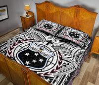 Samoa Quilt Bed Set - Samoa Coat Of Arm, Polynesian Tattoo (White) - Polynesian Pride
