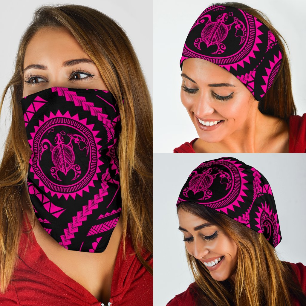 Hawaiian Turtle Map Black Pink Bandana 3 - Pack One Size Pink - Polynesian Pride