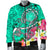 Hawaii Men's Bomber Jacket - Turtle Plumeria Polynesian Tattoo Turquoise Color - Polynesian Pride