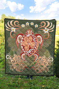 Hawaii Turtle Hibiscus Plumeria Premium Quilt - Jessi Style - AH - Polynesian Pride