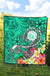 Hawaii Polynesian Premium Quilt - Hawaii Seal With Turtle Plumeria (Turquoise) - Polynesian Pride