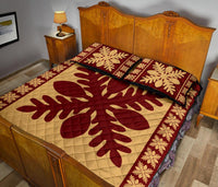 Hawaiian Quilt Pattern Palm Tree Lovely Quilt Bed Set - Polynesian Pride