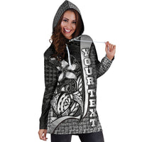 Polynesian Hawaii Custom Personalised Hoodie Dress White - Turtle with Hook - Polynesian Pride