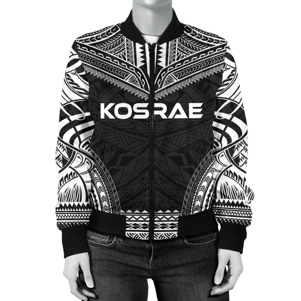 Kosrae Polynesian Chief Women'S Bomber Jacket - Black Version - Polynesian Pride