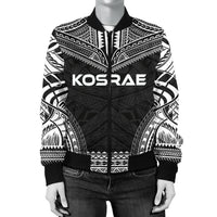 Kosrae Polynesian Chief Women'S Bomber Jacket - Black Version - Polynesian Pride