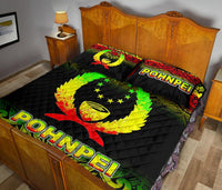 Pohnpei Quilt Bed Set - Pohnpei Flag Fog Style Reggae Version - Polynesian Pride