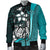 Kosrae Micronesia Men's Bomber Jackets Turquoise - Turtle With Hook - Polynesian Pride