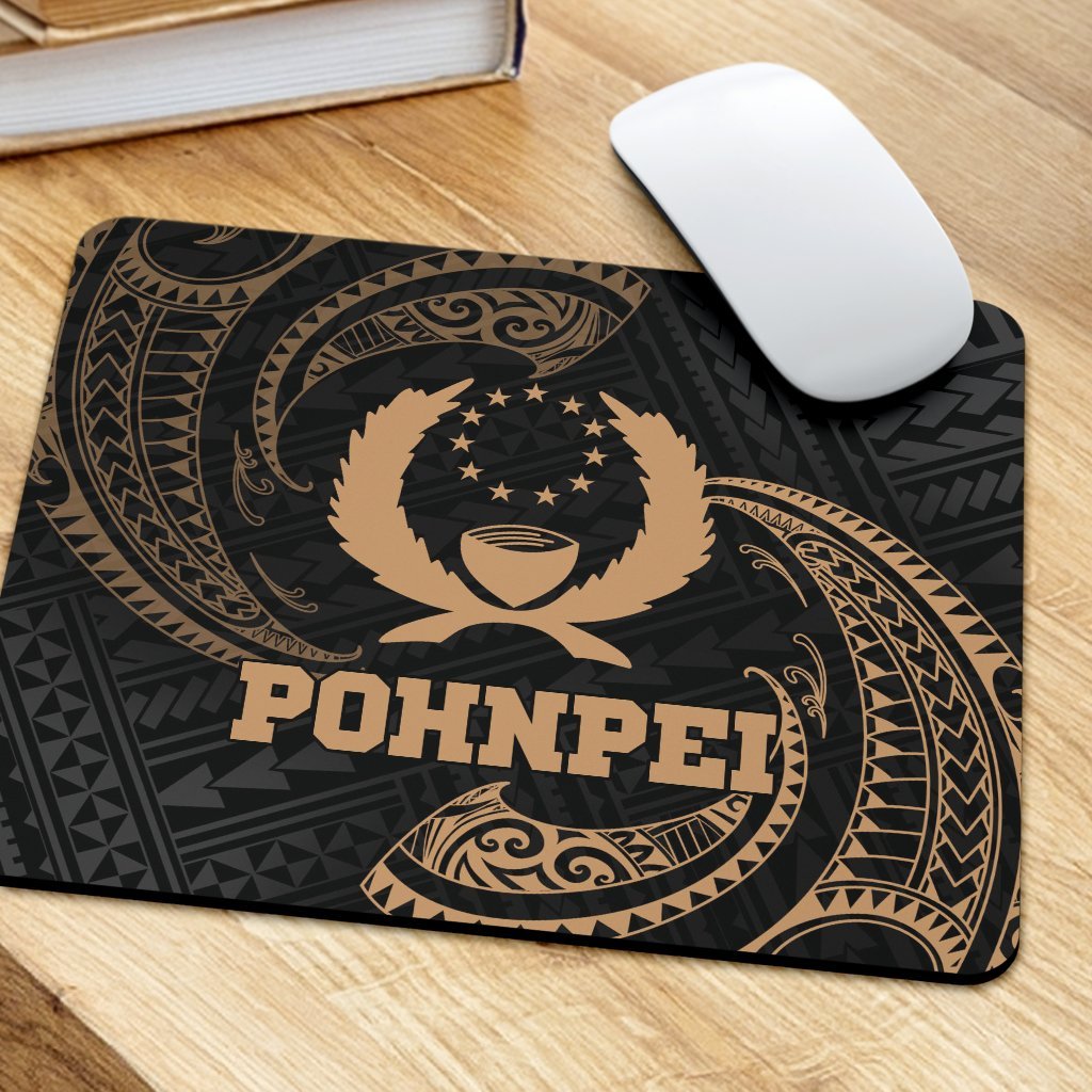 Pohnpei Micronesia Mouse Pad - Gold Tribal Wave - Polynesian Pride