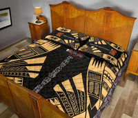 Papua New Guinea Quilt Bed Set - Papua New Guinea Coat Of Arms & Polynesian Yellow Tattoo Style - Polynesian Pride
